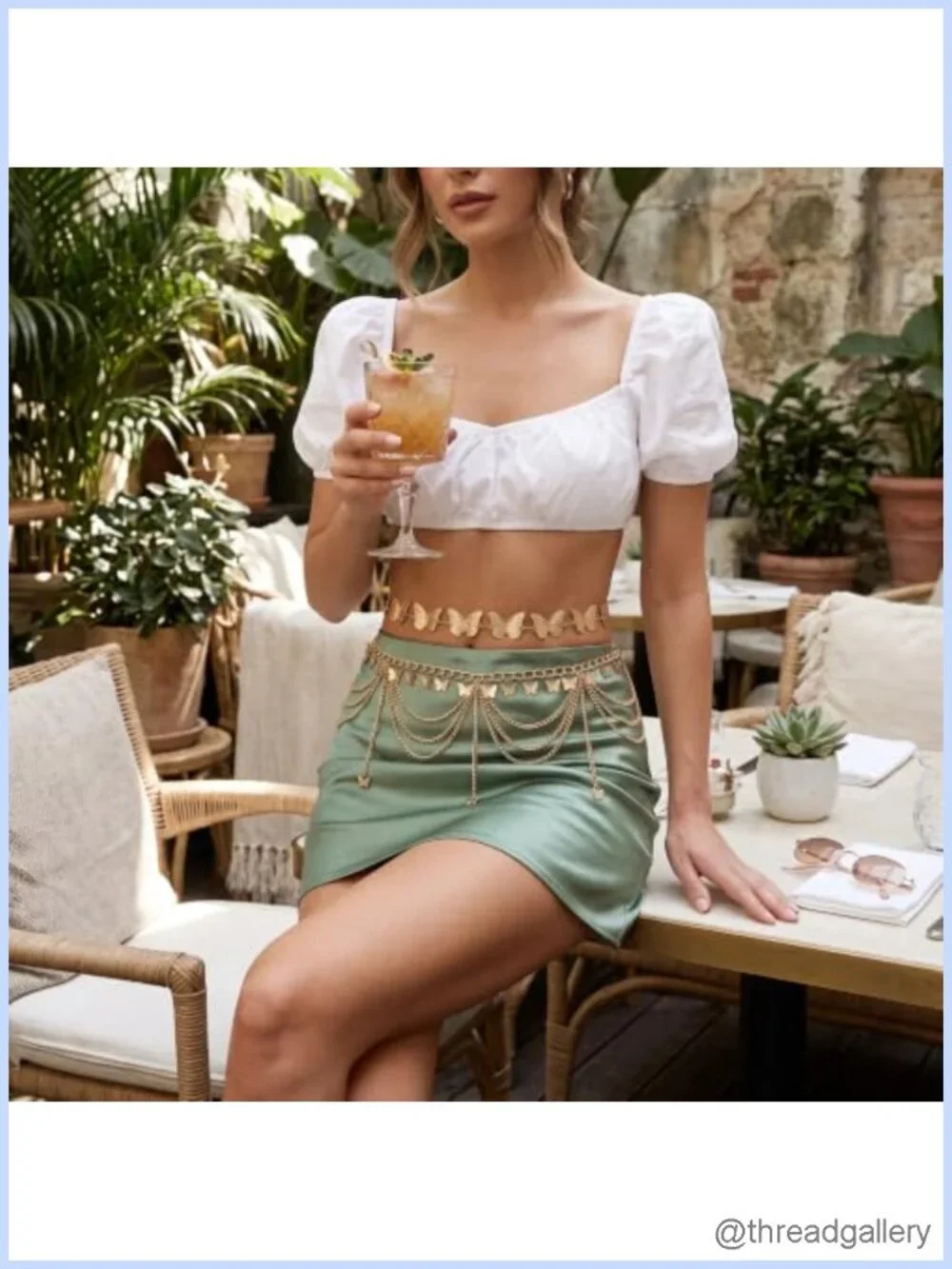 2Pc Gold Concho Chain Belts Set Layered Waist Jewelry